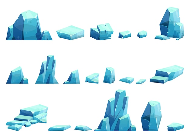 Vettore cristallo di ghiaccio blu in stile cartoon illustrazione vettoriale isolato su bianco