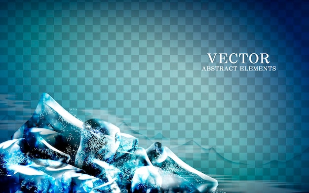 Vector blue ice cubes at corner