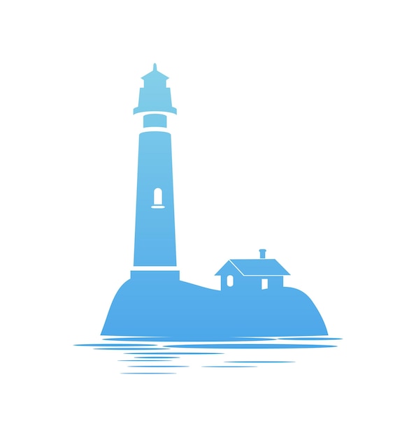 Vector blue icon of lighthouse