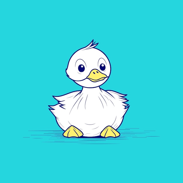 A blue illustration of a duck on a blue background.