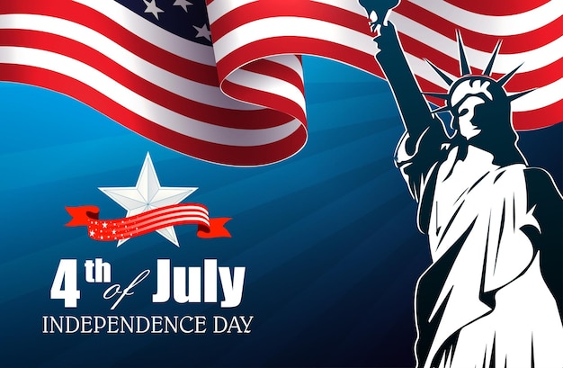 アメリカの国旗の星の形の独立記念日のデザイン要素を振って青いイラスト
