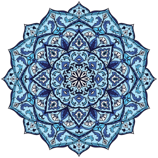 Disegno mandala indiano blu