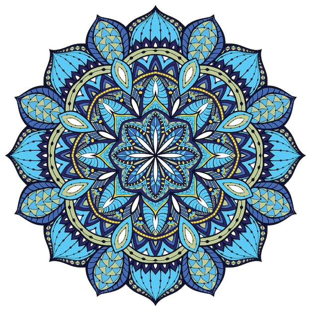 Vector blue indian mandala.