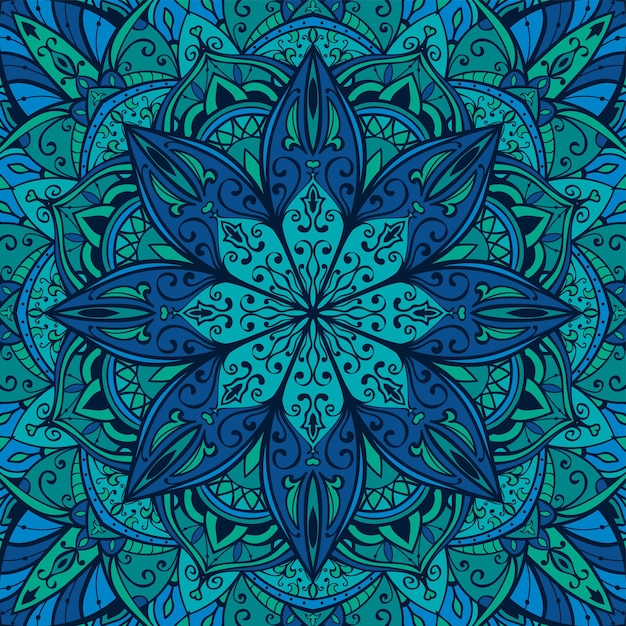 Blue indian pattern with mandala design