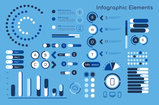Vector blue  infographic design elements vector collection