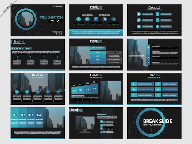 Vector blue infographic elementen presentatiesjablonen