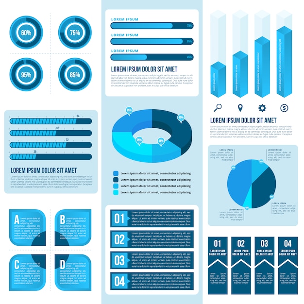 Modello di elementi di infografica blu