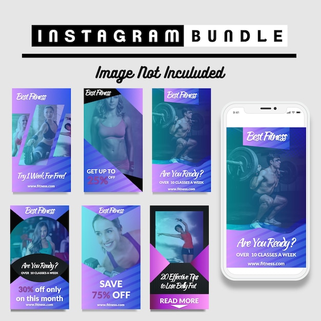 Blue instagram fitness story template