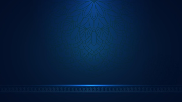 Blue Islamic background with mandala arabesque