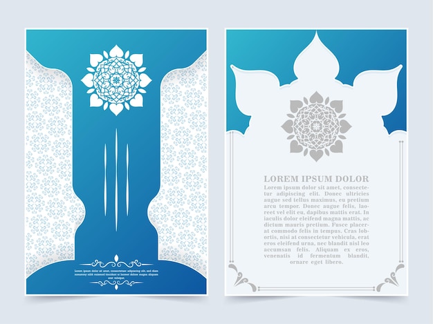 Vettore coperchio islamico blu con il concetto di mandala