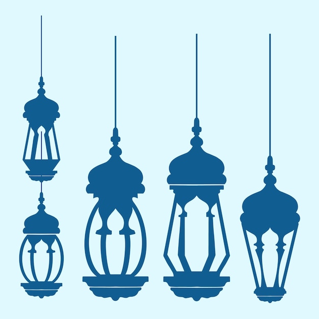 Blue Islamic Ramadan Chandelier Silhouette