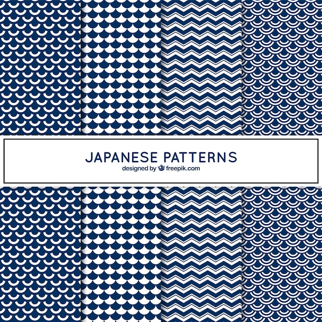 Blue japanese patterns