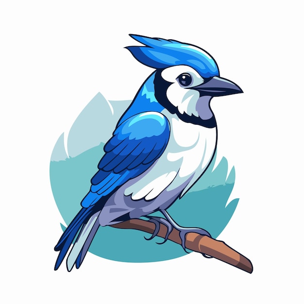 Vector blue jay bird isolated on white background vector cartoon illustration