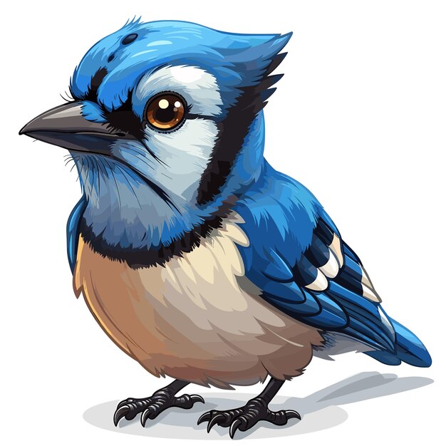 Vector blue jay cartoon icon isolated on transparent