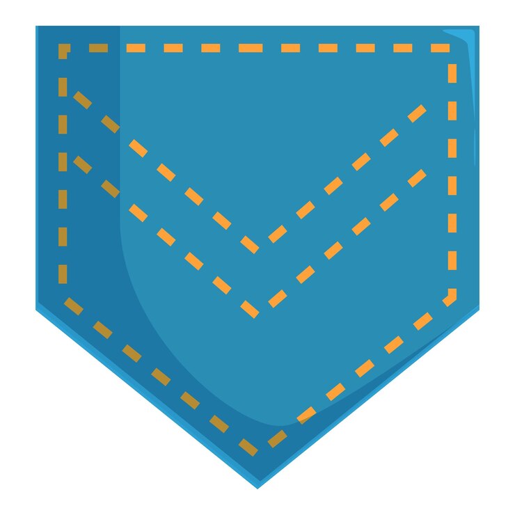 Vector blue jeans pocket showing with yellow stitching