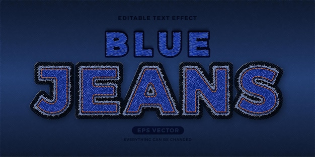 Vector blue jeans text effect