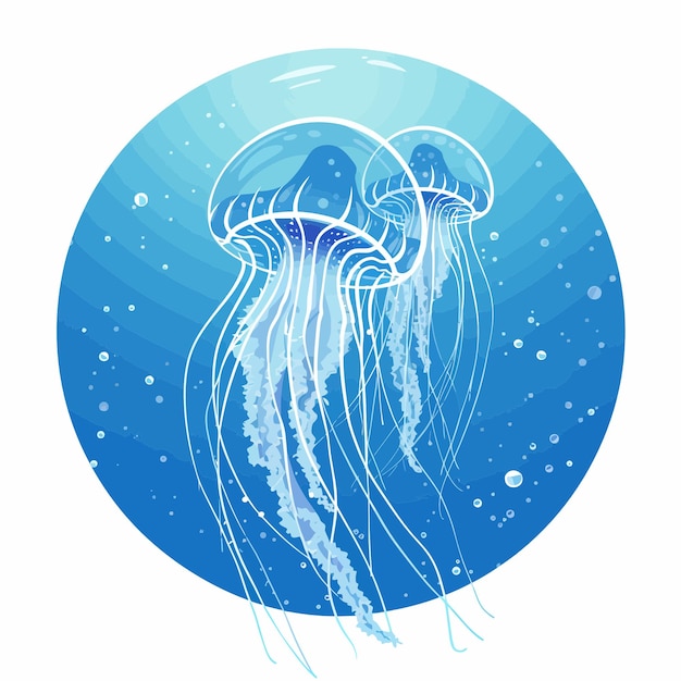 Vector blue jellyfish 2