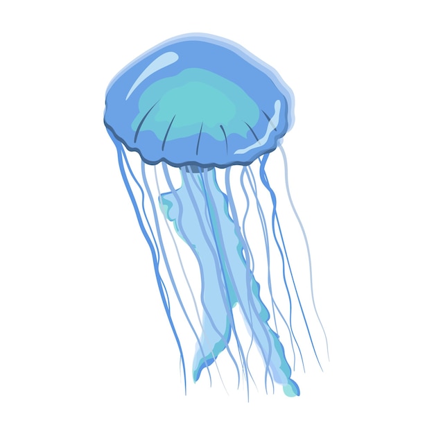 Vector blue jellyfish icon flat isolated