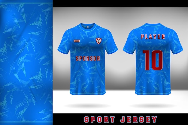 Modello di maglia blu per tutti i tipi di divise sportive