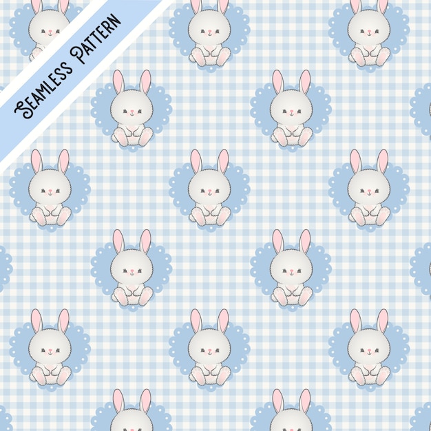 Blue kawaii rabbit pattern