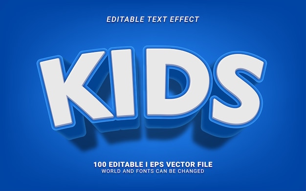 Blue kids 3d style text effect design