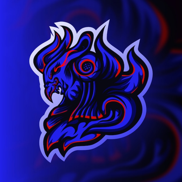 Blue knight bird gaming mascot logo