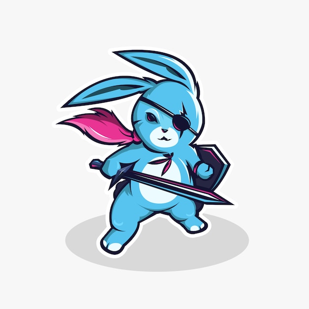 Vector blue knight rabbit character