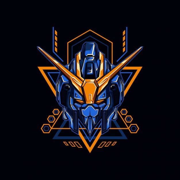 Vector blue knight robot illustration