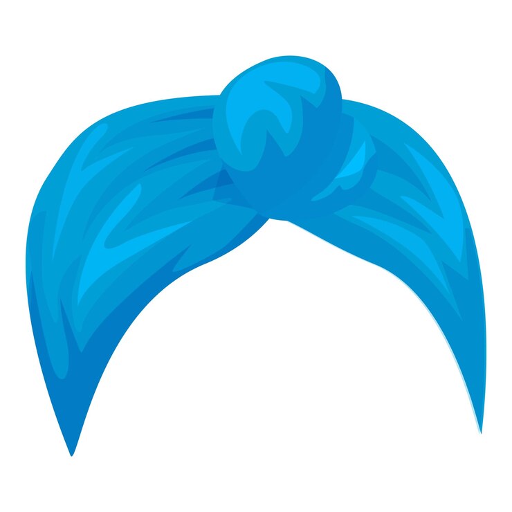 Vector blue knotted headscarf covering hair as a fashion accessory
