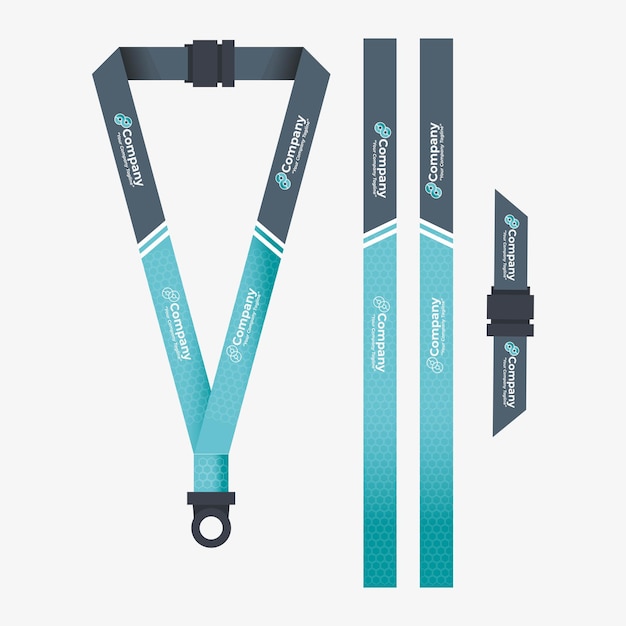 Vector blue lanyard business template for employees or staff in office, startups, and companies