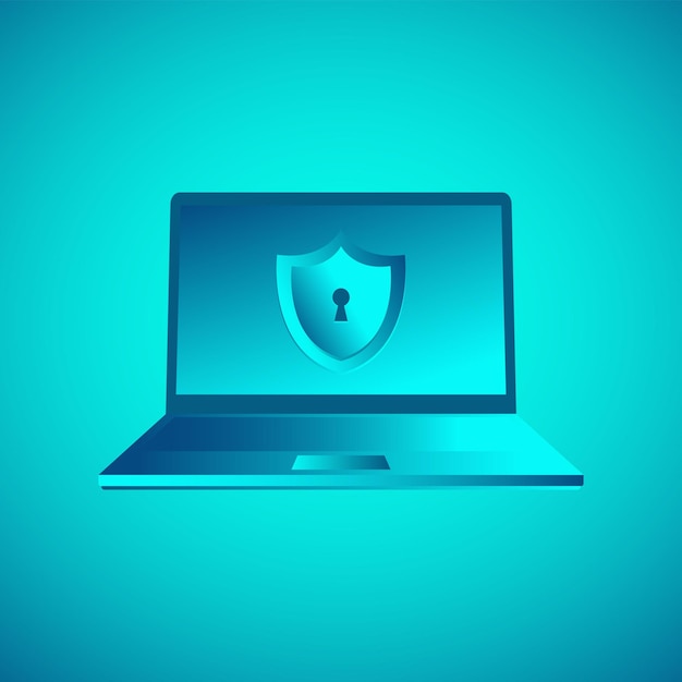 Blue Laptop VPN Security Banner Mockup Vector Template