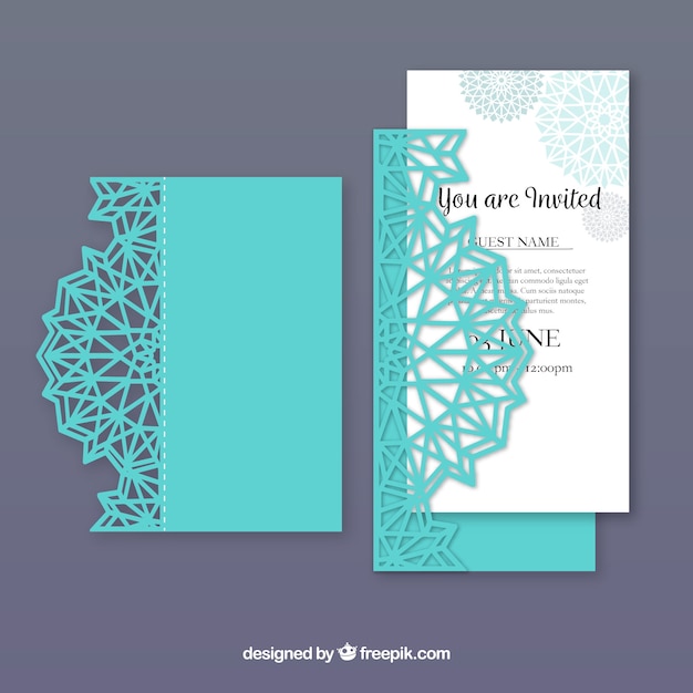 Blue laser cut invitation