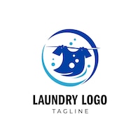 Blue laundry washing machine logo suitable for cleaning business