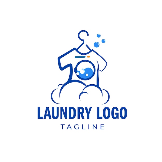 Blue laundry washing machine logo suitable for cleaning business