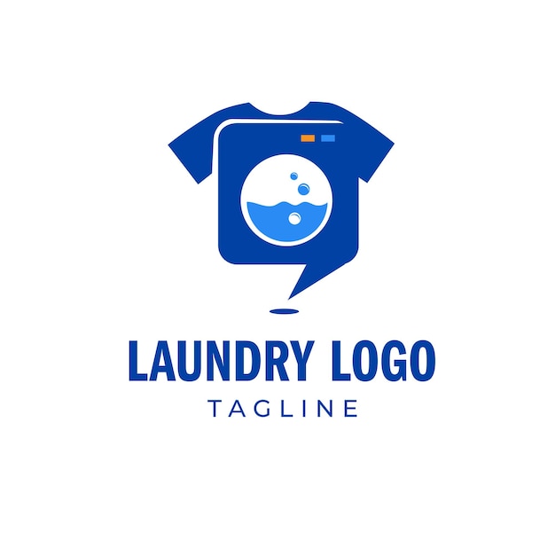 Vector blue laundry washing machine logo suitable for cleaning business