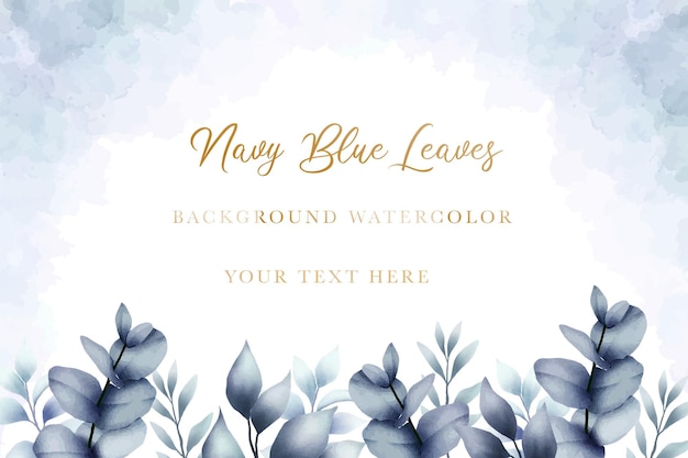 Vector blue leaves background with watercolor