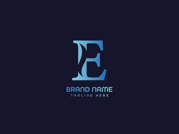 Blue letter e with a blue letter logo