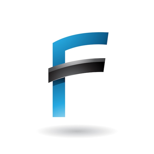 Vector blue letter f with black glossy stick vector illustration