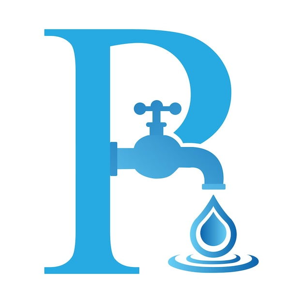 Vector a blue letter p that is from a water drop