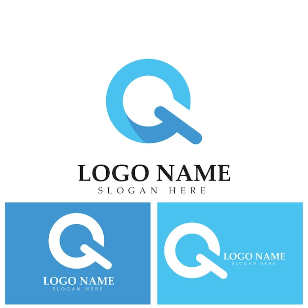 Blue letter q logo template vector