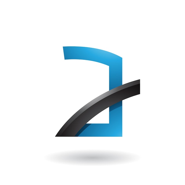 Vector blue letter a with black glossy stick vector illustration