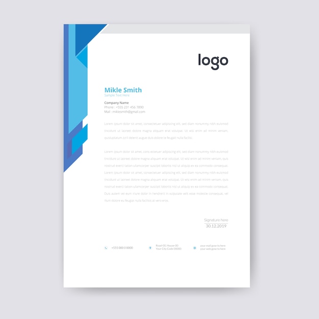 Blue letterhead template