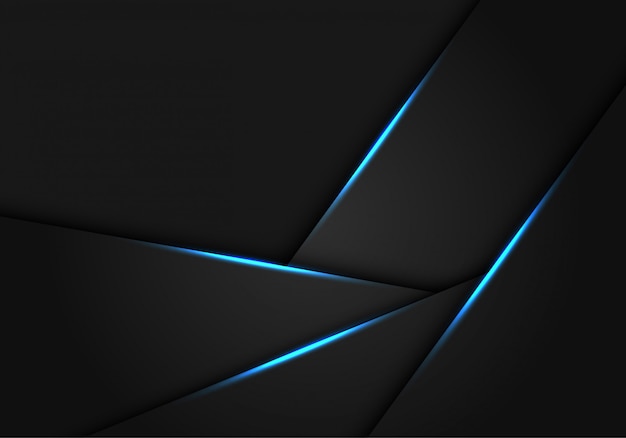 Blue light on dark grey metallic polygon futuristic background.