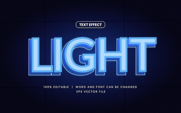 blue light editable text effect with neon glow style