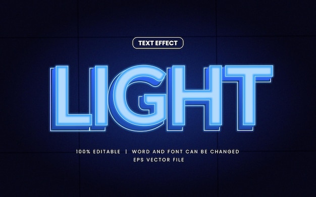 Blue light editable text effect with neon glow style