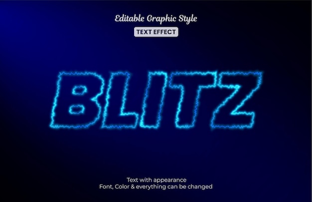 Blue light electric, editable text effect