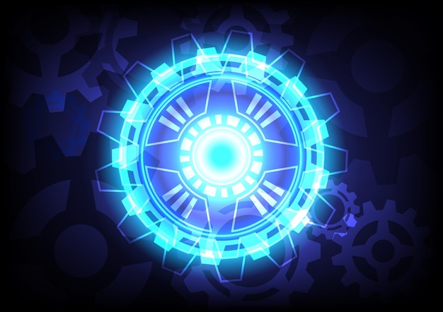 Blue light neon Abstract gear digital hitech background Futuristic interface Virtual reality technology screen