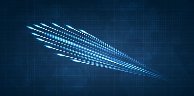 Blue light streak fiber optic speed line futuristic background for 5g or 6g technology wireless data transmission highspeed internet in abstract internet network concept vector design