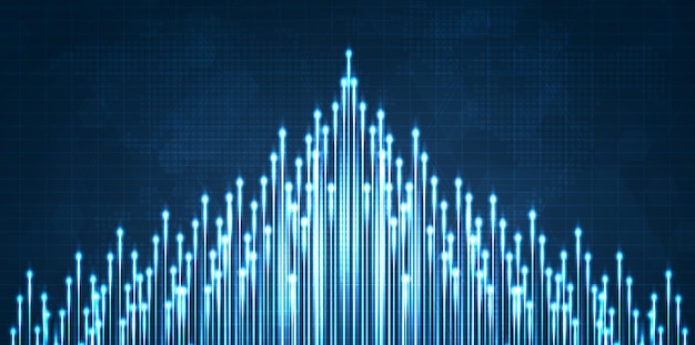 ベクトル 抽象的なインターネット ネットワーク概念ベクトル デザインの 5 g または 6 g 技術無線データ伝送高速インターネットの青い光ストリーク光ファイバー速度ライン未来的な背景
