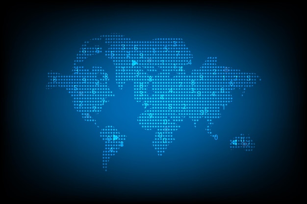 blue light of world map for financial global crisis abstract background